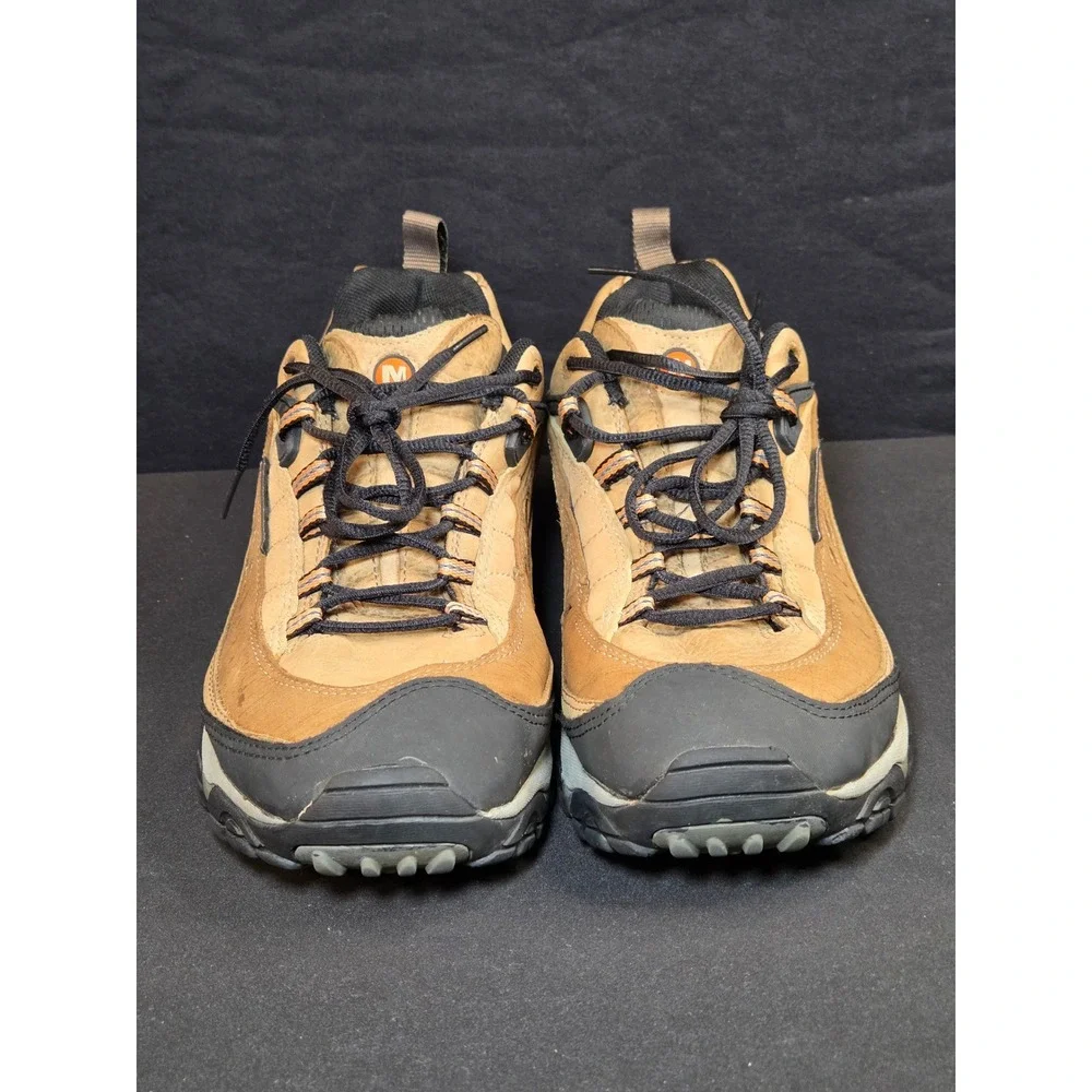 Merrell‎ Pulse II Smoke Hiking Shoes Mens 12 Tan Leather Vibram Low Top J80373